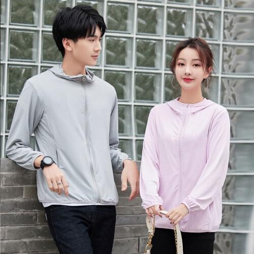 Women 2021New Summer Ice Silk Sunscreen Short Hooded Coat For Men Women Plus Size Anti-Ultraviolet Couple Thin Zipper Jacket A22