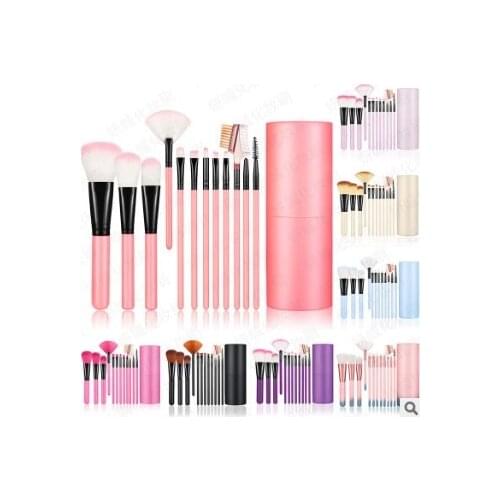 20set/lot 12pcs/set Multi Cylinder Brush Set Moire Nylon Hair Brush Traceless Make-up Appliances Cosmetic Tools HA517