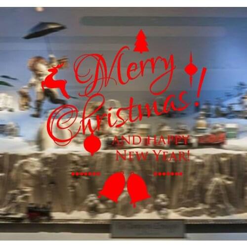 Window Stickers Merry Christmas Wall Sticker Home Shop Windows Decals Decor 58x63cm cp1797