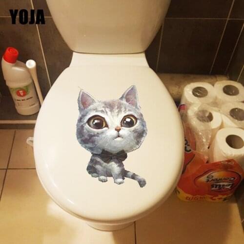 YOJA 15.3*20.5CM Lovely Cartoon Cat Room Wall Decals Decoration Home WC Toilet Sticker T1-0215