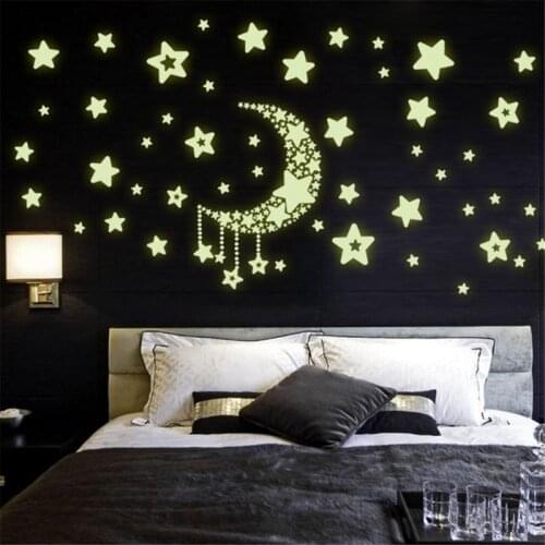 3D Luminous Moon And Stars Wall Stickers For Kids Room Baby Nursery Wall Decals Glow In The Dark Bedroom Ceiling Home Decoration