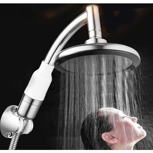 Shower Head Filter Water Hand Shower Bathroom Shower Head Set Rain 6 inch Top Spray Water Heater Pressurized Negative Ion Nozzle