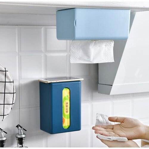 Wall-Mounted Tissue Box Holder Bathroom Accessories Home Decoration Plastic Boxes Room Organizer Kitchen Storage Containers