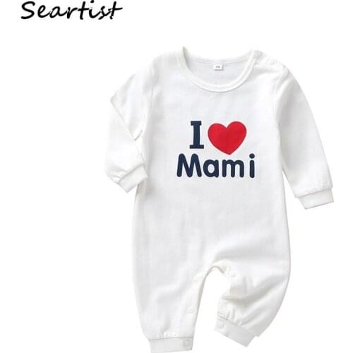 2021 New Newborn Jumpsuit Bebes Boys Girls Long Sleeved Romper I Love Mom Print Pajamas Baby Boy Girl Clothes 2019 New 25