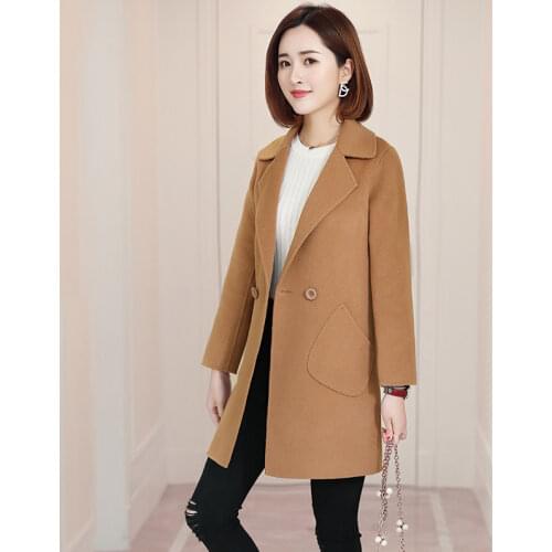 2020 New Double Sided 100% Wool Coats Female Long Plus Size Casual Fashion Jacket Lady Slim Boutique Women Woolen Coat Clothes