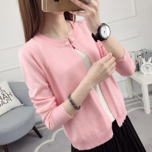 Autumn new 2020 cardigan knitted one button coat short top temperament college style sweater girl