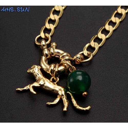 MHS.SUN Fashion Design Cattle/Leopard Pendant Chain Necklace Vintage Gold Color Choker For Women/Men Charm Jewelry 1Pc