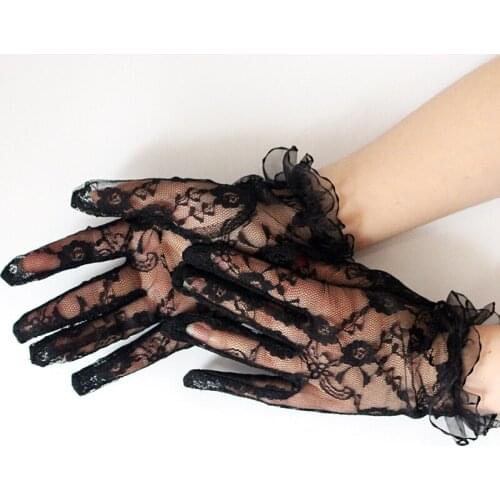 1 Pair Spring Summer Fashion Sexy Women Lace Sunscreen UV-Proof Driving Gloves Ladies Mesh Short Thin Gloves lady Dress Mittens