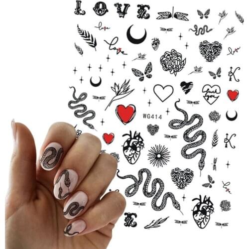 Colorful Dragons Transfer Stickers Slider Decals Tips Snake Design 3D Nail Art Stickers For New Year Gift Nail Art Decoration