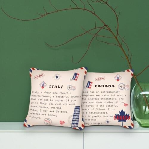 Envelope Pillowcase National State Printed Peachskin Pillowcase Decorative Retro Minimalist Throw Pillow Case Home Pillow Covers