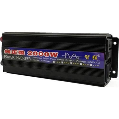 Voltage Converter DC 12V 24V To AC 220V Pure Sine Wave Inverter 1000W 2000W Power Pure Sine Wave Car Solar Energy Inverter