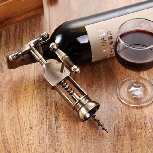 Cork Wine Opener Creative Bottle Metal Opener Antique Vintage Style Rack Pinion Corkscrew Kitchen Bar Gadgets