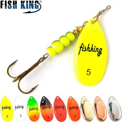 FISH KING Spinner Bait 3.9g 4.6g 7.4g 10.8g 15g Spoon Lures pike Metal With Treble Hooks Arttificial Bass Bait Fishing Lure