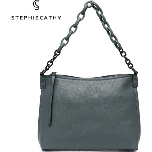 SC Fashion Genuine Leather Shoulder Bags For Women Luxury Elegant Chain Handbags Cowhide Tote Ladies Daily Large Crossbody Purse