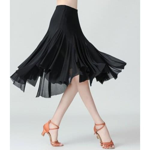 Mesh Irregular Hem Long Skirt Modern Waltz National Standard Dance Wear Splicing Big Hemlines Dancing Stage Practice