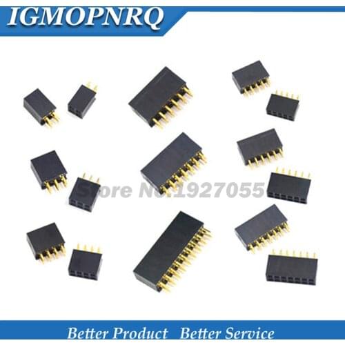 10PCS Double Row Pin Female Header Socket Pitch 2.54mm 2*2p 3p 4p 5p 6p 8p 10p 12p 40p Pin Connector