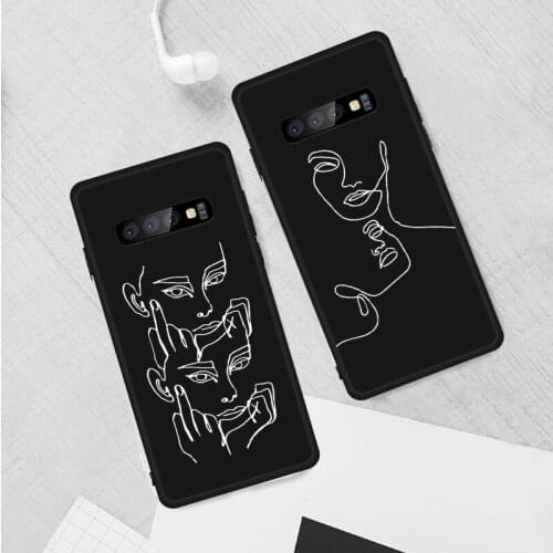Funny Abstract Women Face Line Soft phone Case For Samsung S20 S21 S10 S9 Plus S8 S7 S6 EDGE Lite For Note 20 10 Cases