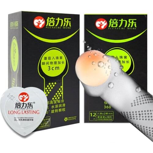 Ultra Thin Condoms for Men Natural Latex Large Dots Pleasure Lubricated Penis Sleeve With Penis Extender Bead Male Contraception