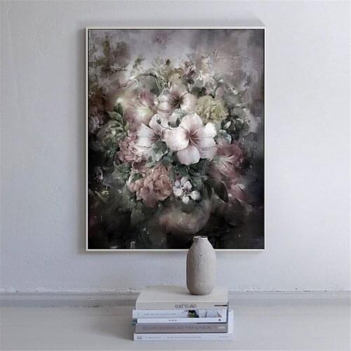 Vintage Flower Oil Painting Rose Peony Plant Wall Art Canvas Print Vintage Landscape Poster Modern Pictures Living Room Decor