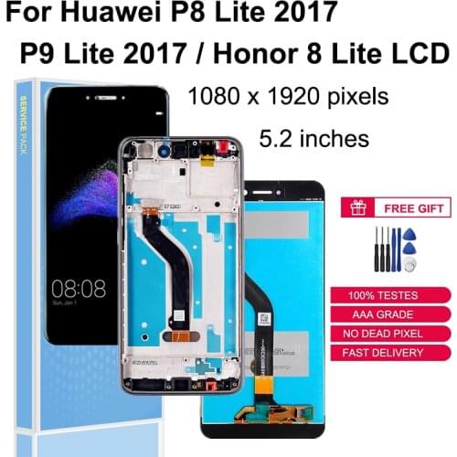 For Huawei P8 Lite 2017 LCD Display Touch Screen For Huawei P9 Lite 2017 Replacement Parts Digitizer Assembly With Frame