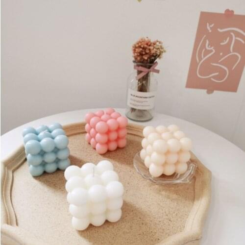 1pc 2Inch Bubble Cube Lemon Dekopon Cheese Candle Cute Paraffin Wax Aromatherapy Small Scented Relaxing Birthday Wedding Gift