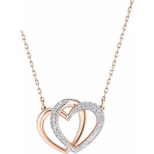 19 new double heart-shaped love pendant fashion clavicle chain female niche net red simple design pendant chain
