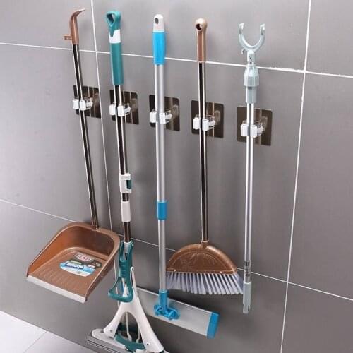 Wall Housekeeper Wall Mounted Mop Organizer Holder PP+PVC Brush Broom Hanger Storage Rack Kitchen Tool
