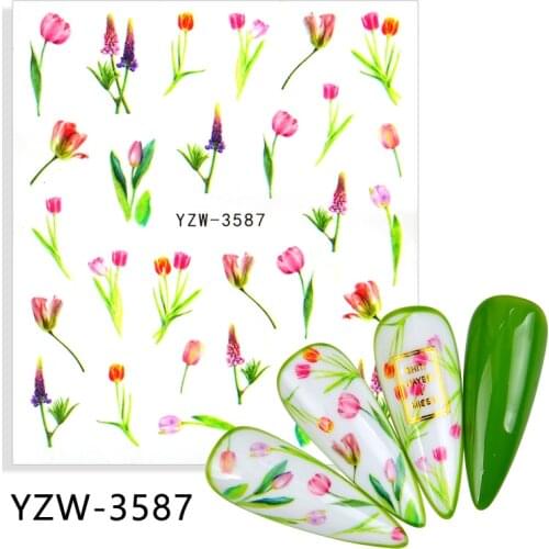 4PCS/LOT Flower Leaves Plants Nail Decals Purple Lavender Nail Decals Nail Water Stickers Nail Art Decoration