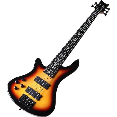 Sunburst 6 string active bass guitar 43 inch solid basswood body Canada maple neck electric bass guitar right & left hand