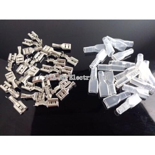 50 set 6.3mm Crimp Terminal Splice Female Spade Connector Splice With Case