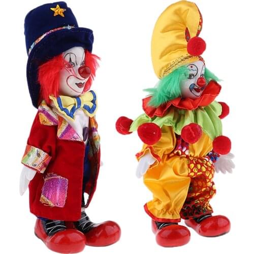 7inch Funny Ceramic Make Up Clown Jester Doll in Colorful Costume Kids Birthday Gift