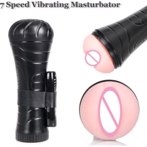 7 Speed Vabration Vagina Pocket Pussy Male Masturbator,Vibrating Masturbation Cup Sex Toys for Men Sex Products DHL