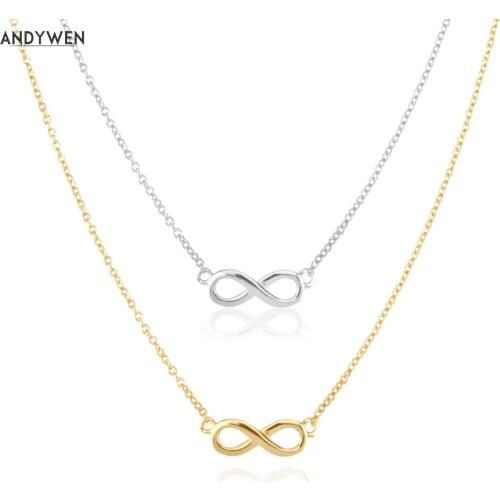 ANDYWEN 925 Sterling Silver Gold Best Friendship Pendant Charm Luxury Chain Necklace 2021 Women Women Wedding Jewelry Gift