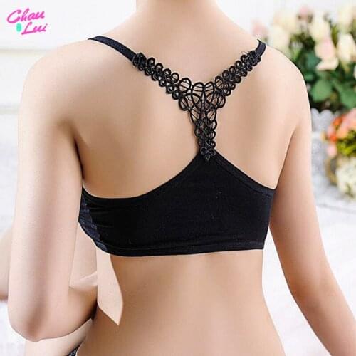 Seamless Wire Free Bra Bustier Padded Bralette Chest Wrap Crop Tank Tops Sexy Lace Y-shaped Beauty Back Bandeau Female Lingerie