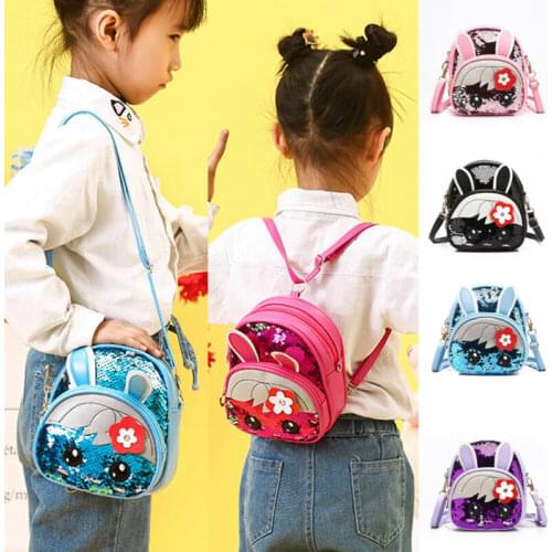 Candy Babys School Backpack Crown Sequins Oblique Cross Bag Sequin Cute Travel Cartoon Rabbit Shoulder Bags