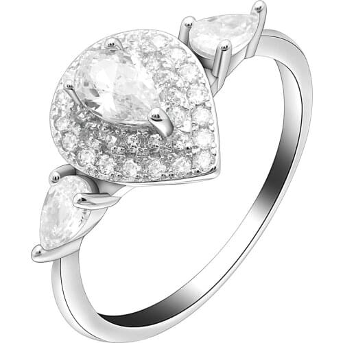 Hainon New Fashion Silver Color Rings For Women Luxury Charm Zircon Bridal Wedding Trendy Jewellery Engagement Finger Rings