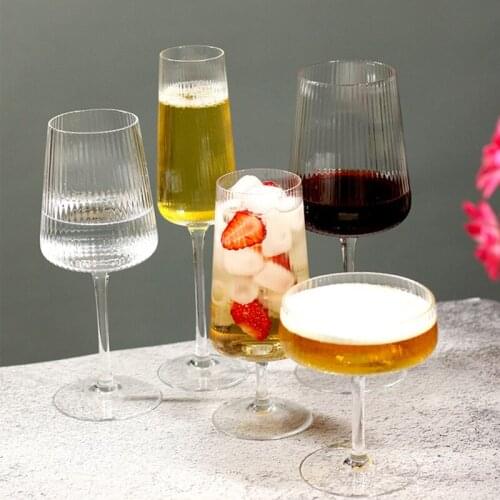 1Pcs Vertical Stripes Crystal Glasses Luxury Household Goblet Party Champagne Glass Red Wine Glasses Romantic Wedding Cup Gift