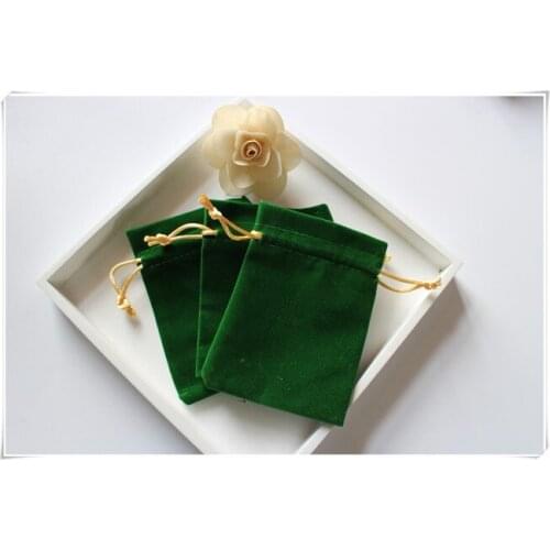 Customized Logo green velvet bag Christmas drawstring gift bags velvet gift bag Free Shipping