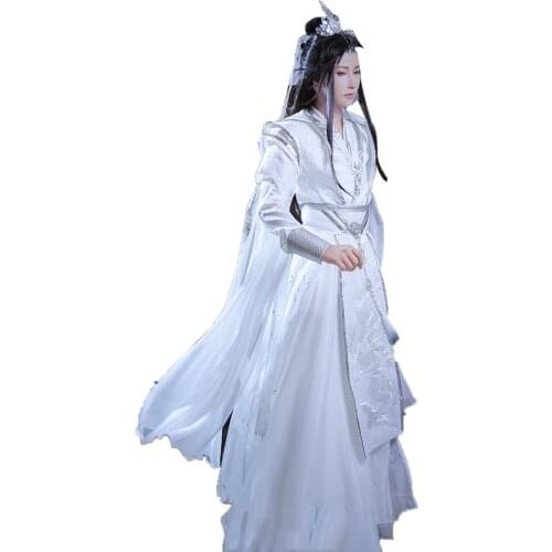 Unisex Xie Lian Cosplay Costume Tian Guan Ci Fu White Hanfu Chinese Anime Er Ha Chu Wanning Costumes Outfits for Halloween Party