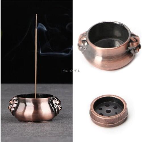Copper Mini Lion Ear Incense Coil Burner Censer Aromatherapy Pot Vintage