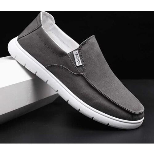 Mens Canvas Shoes 2021 Spring and Autumn New Flat Bottom Moccasin Breathable Soft Sole Beijing Cloth Low Top Casual Shoes