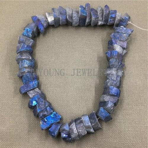 MY1060 Freeform crystal quartz Blue titanium plating Slice beads For jewelry