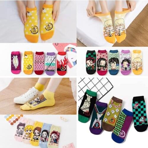 New Cartoon Men Women Socks Parent-Child Socks Funny Demon Slayer Kimetsu No Yaiba Cosplay Prop Cartoons Anime Cotton Socks
