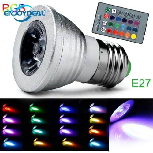 Newest Energy Saving E27/GU10/MR16 3W RGB LED Light Bulb Lamp Spotlight RGB 16 Color Change +24Keys Remote Controller 85-265V F5