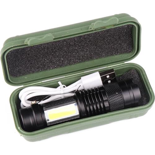 XP-G Q5 Mini Flashlight Built-in Battery USB Charging Zoomable Waterproof Bicycle Clip Head Lamp Use 18650 Battery For Fishing