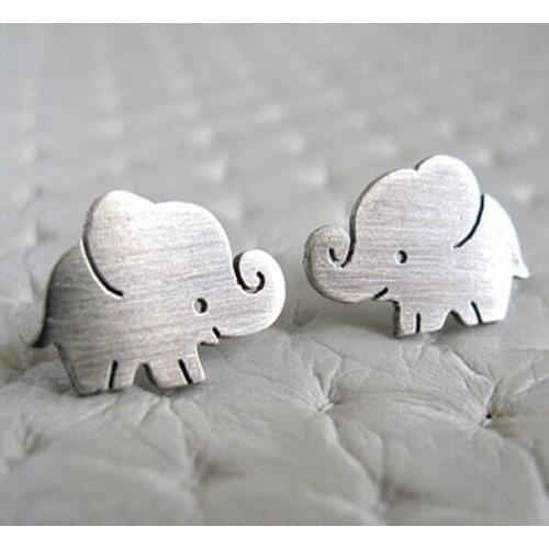 New Style Hippie Cute Silver Color Tiny Elephant Earring Boho Animal Stud Earrings Statement Fashion For Women Jewelry Best Gift