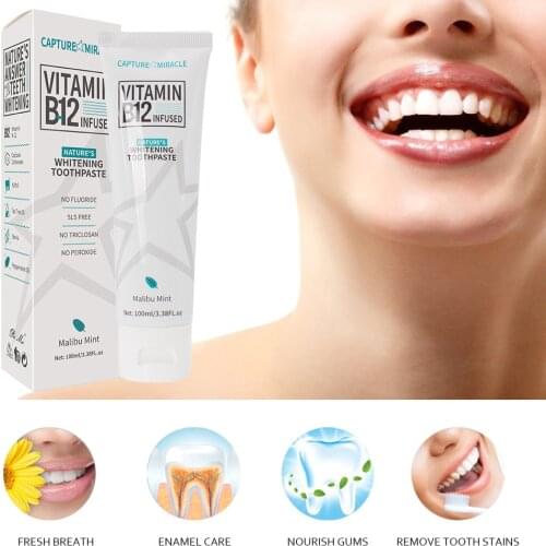 100ml Vitamin B12 Whitening Toothpaste Stain Removal Orally Fresh Oral Hygiene Teeth Cleaning Toothpaste Oral Care Supplies