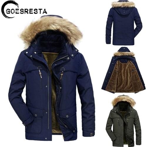 Men Parka Brand 2021 Winter New Fur Collar Hooded Jacket Men Coat Military Windproof Multi-Pocket Outdoor Casual Mens Jackets