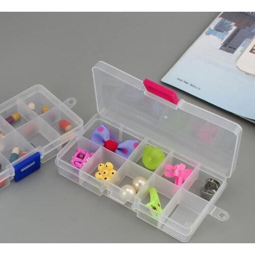 10 Slots Plastic Storage Jewelry Box Compartment Adjustable Container For Beads Earring Box For Jewelry Rectangle Box Case