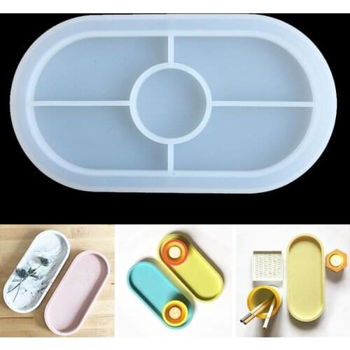 Coaster Concrete Silicone Mould Diamond Oval Shaped Design DIY Epoxy Resin Gypsum Crafts Cement Tray Clay Jewelry Mold
